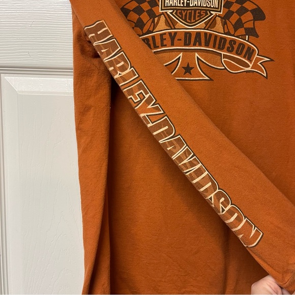 Harley Davidson Long sleeve shirt Orange Gettysburg Pa battlefield - Picture 5 of 7